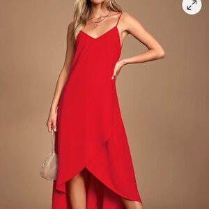 Sweet Surprise Red High-Low Maxi Dress